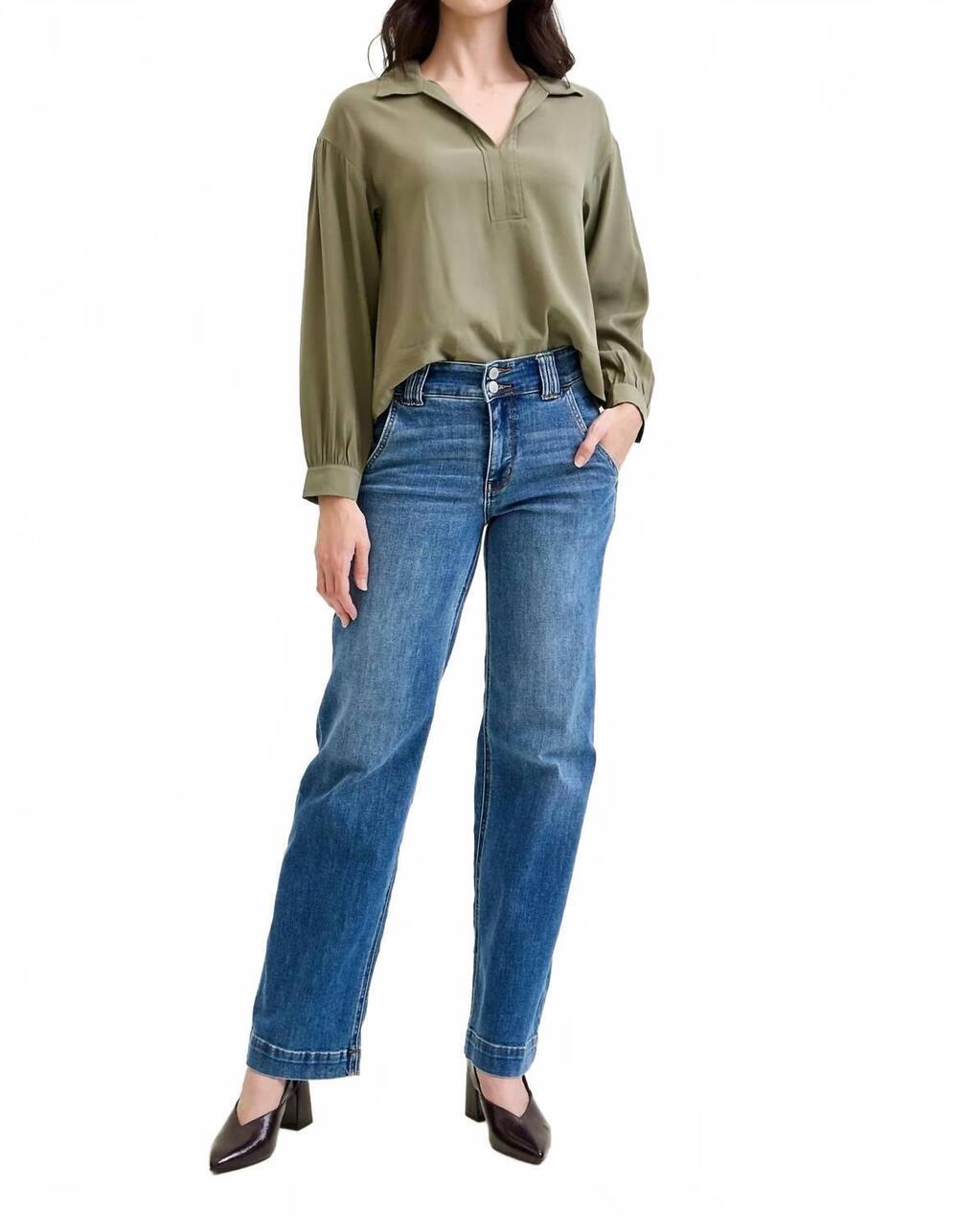 NEW JUDY BLUE penny wide denim trouser - plus in medium wash